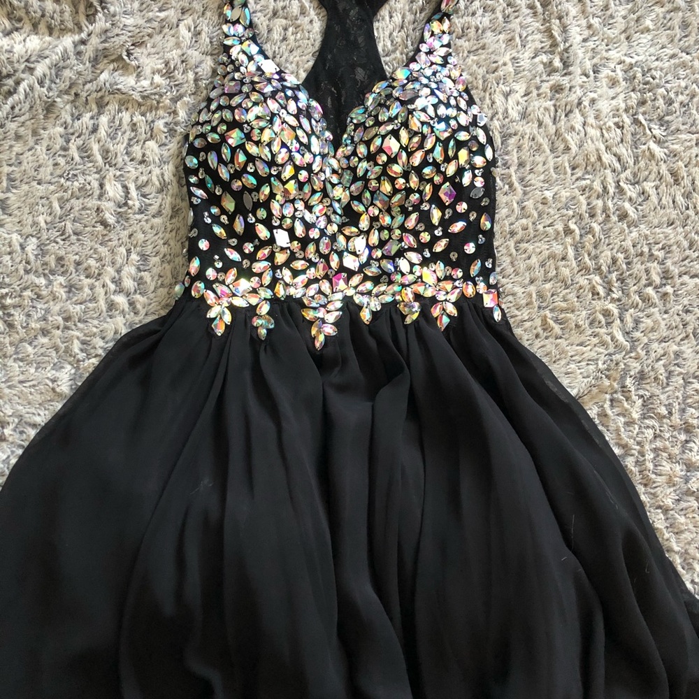 Black Embellished Homecoming Dress
